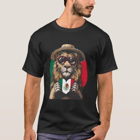 T-shirt Drapeau mexicain Mexique Lion Roches mexicaines Me (Devant)