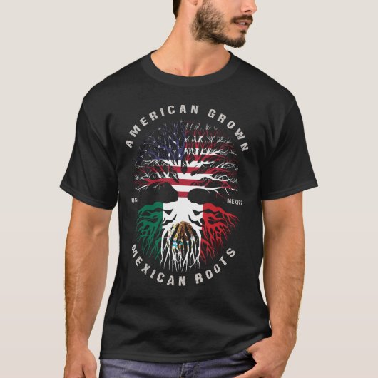 T-shirt Drapeau MEXICO américain aux racines mexicaines (Devant)