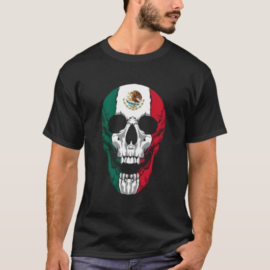 T-shirt Drapeau Mexique Crâne mexicain Hecho En Mexique Ca (Devant)