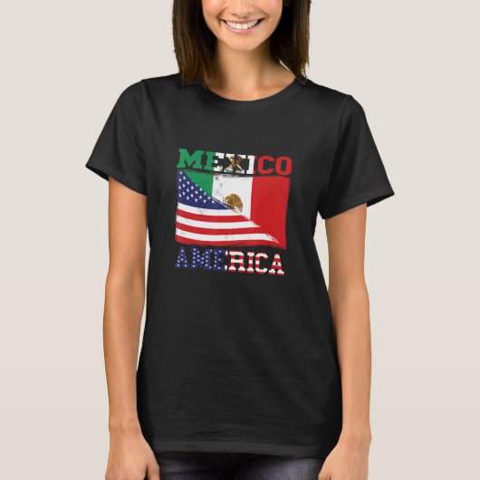 T-shirt Drapeau Mexique Drapeau américain Fiers Cinc de ra (Devant)