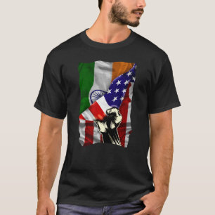 T-shirt Drapeau mi-américain Drapeau indien RACINES USA Dr