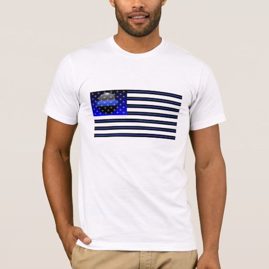 T-shirt Drapeau mince en ligne bleue - Étoiles, rayures et (Devant)