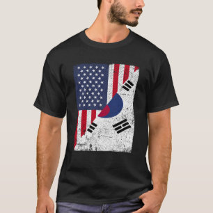 T-shirt Drapeau moitié États-Unis Drapeau moitié Corée du