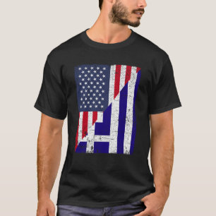 T-shirt Drapeau moitié États-Unis moitié Grèce Drapeau amé