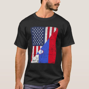 T-shirt Drapeau moitié États-Unis moitié Slovénie Drapeau