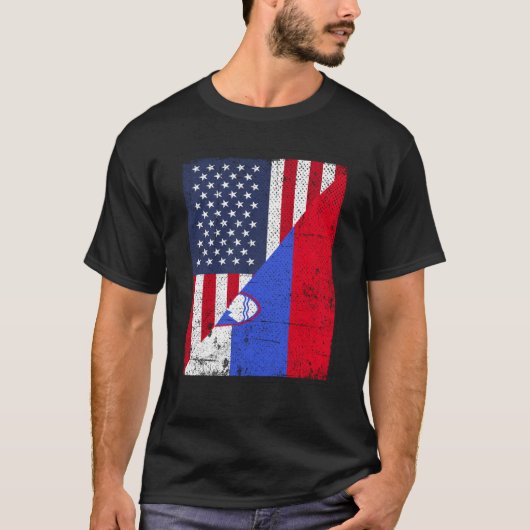 T-shirt Drapeau moitié États-Unis moitié Slovénie Drapeau  (Devant)