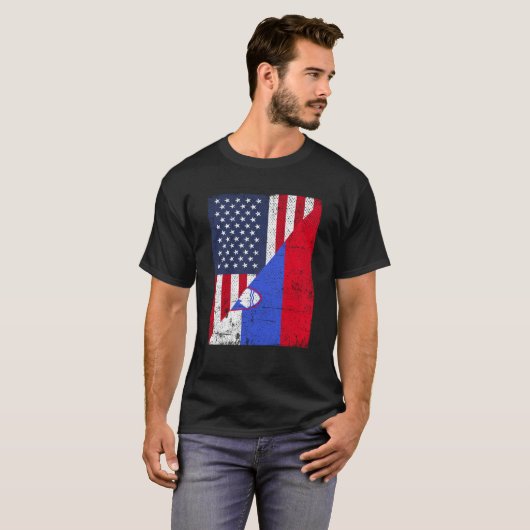 T-shirt Drapeau moitié États-Unis moitié Slovénie Drapeau  (Devant entier)