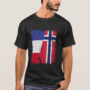 T-shirt Drapeau moitié France Norvège Ancêtre français nor