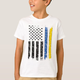 T-shirt Drapeau moitié ukrainien moitié américain Ukrai