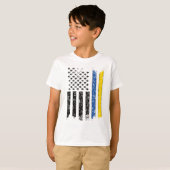 T-shirt Drapeau moitié ukrainien moitié américain Ukraine (Devant entier)