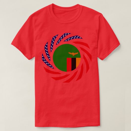 T-shirt Drapeau multipatriote zambien américain (Design devant)