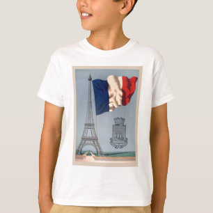 T-shirt Drapeau national vintage et Tour Eiffel