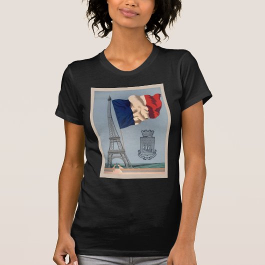 T-shirt Drapeau national vintage et Tour Eiffel (Devant)