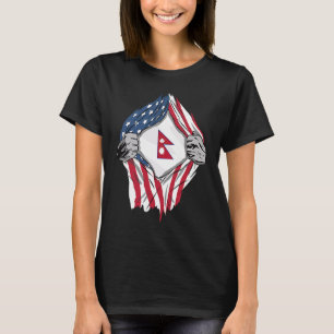 T-shirt Drapeau népalais de sang en moi Népal