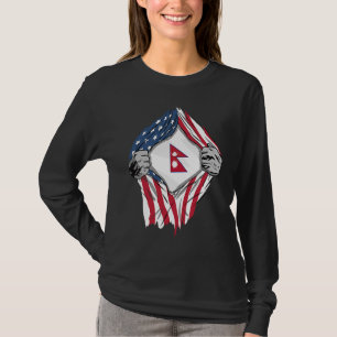 T-shirt Drapeau népalais de sang en moi Népal