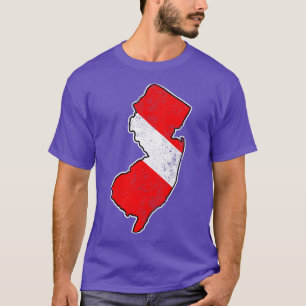 T-shirt Drapeau New Jersey Plongée Scuba State Map Dive F