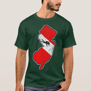 T-shirt Drapeau New Jersey Plongée Scuba State Map Dive F