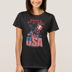 T-shirt Drapeau Noir Cat Usa Top Happy Merica 4 Juil