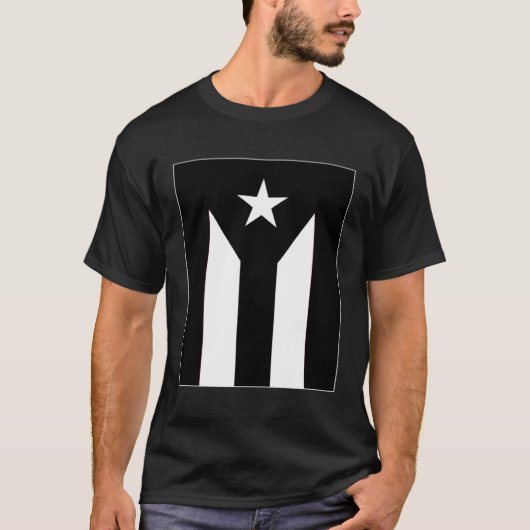T-shirt Drapeau noir et blanc Porto Rico (Devant)