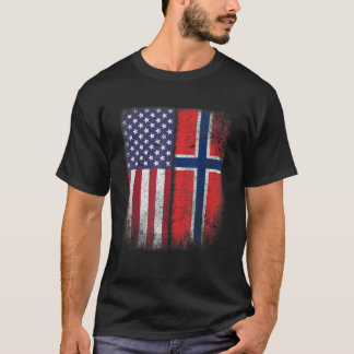 T-shirt Drapeau Norvégien Américain Norvège Usa Norge Cade