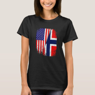 T-shirt Drapeau norvégien et drapeau américain Patriotique