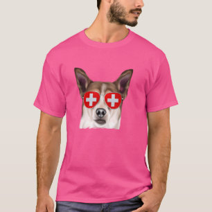 T-shirt Drapeau norvégien Lundehund Dog Suisse Sunglasse
