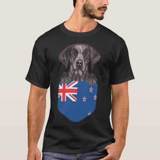 T-shirt Drapeau Nouvelle-Zélande Allemand Pointer Dog en (Devant)