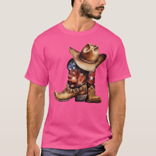 T-shirt Drapeau occidental de Cowboy Boots Patriotique amé