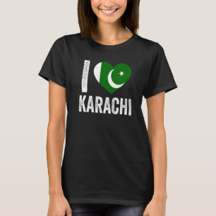 T-shirt Drapeau pakistanais patriotique I Love Karachi