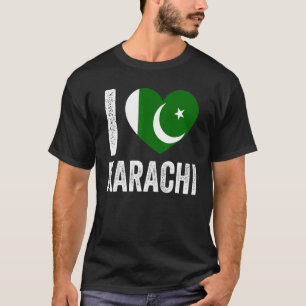 T-shirt Drapeau pakistanais patriotique I Love Karachi
