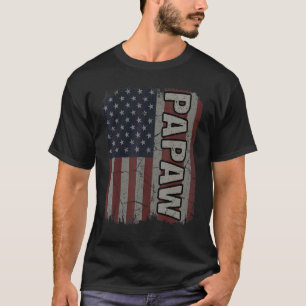 T-shirt Drapeau Papaw Américain Fête des pères Vintage 4e 