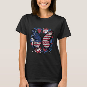 T-shirt Drapeau papillon américain Patriotique 4 juillet