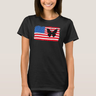 T-shirt Drapeau papillon américain Usa 4 juillet patriotiq