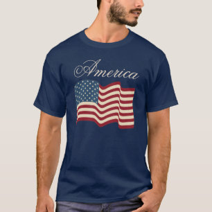T-shirt Drapeau Patriotique Agitant Américain T Chemise Ca