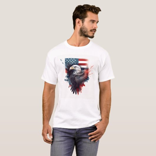 T-shirt Drapeau patriotique américain Bald Eagle (Devant entier)