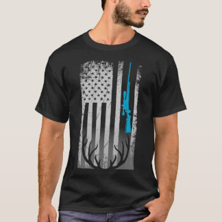 T-shirt Drapeau Patriotique Américain Drôle Chasse De Cerf