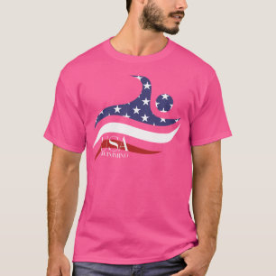 T-shirt Drapeau Patriotique Américain Natation Usa Cadeau