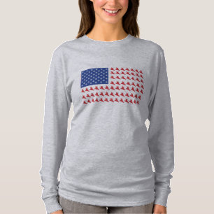 T-shirt Drapeau Patriotique Américain Snowboarder