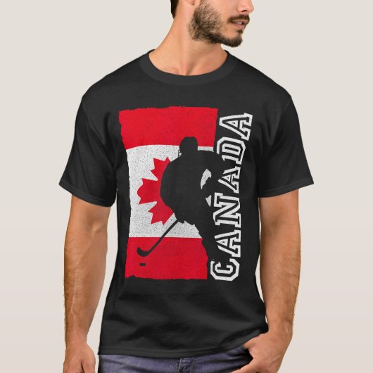 T-shirt Drapeau patriotique canadien de hockey (Devant)