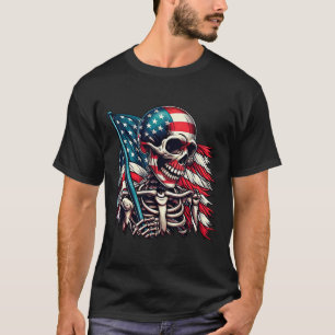 T-shirt Drapeau patriotique de squelette Homme tattered Am
