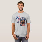 T-shirt Drapeau patriotique USA Empreinte de patte Rottwei (Devant entier)