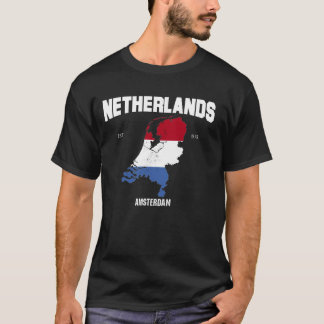 T-shirt Drapeau Pays-Bas, Carte Pays-Bas, National Néerlan