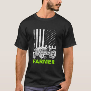 T-shirt Drapeau Paysan Patriotique Avec Tracteur Pour Homm