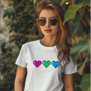 T-shirt Drapeau Polysexuel Coeur Pixel