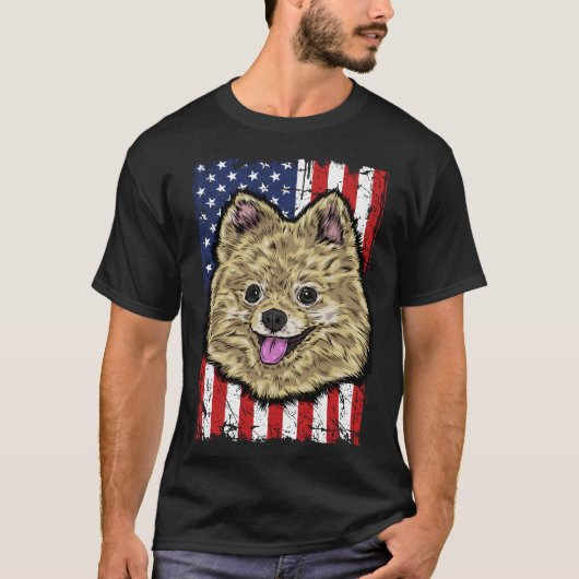 T-shirt Drapeau Pomeranian Usa (Devant)