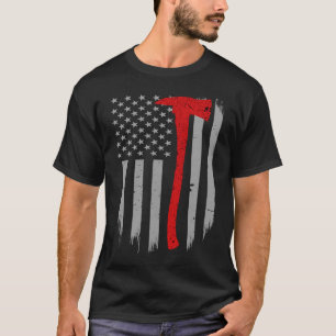 T-shirt Drapeau pompier mince ligne rouge pompier Ax