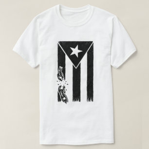 T-shirt Drapeau Porto Ricain Noir et Blanc Résistance