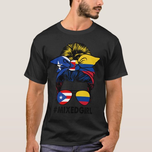 T-shirt Drapeau Porto Rico Colombie M Portoricain Colombie (Devant)