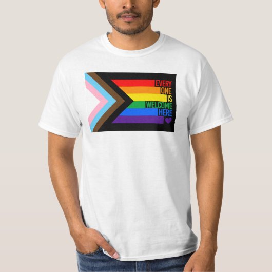 T-shirt Drapeau Progress Pride (Tout le monde est le bienv (Devant)
