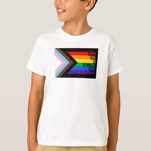 T-shirt Drapeau Progress Pride (Tout le monde est le bienv (Devant)